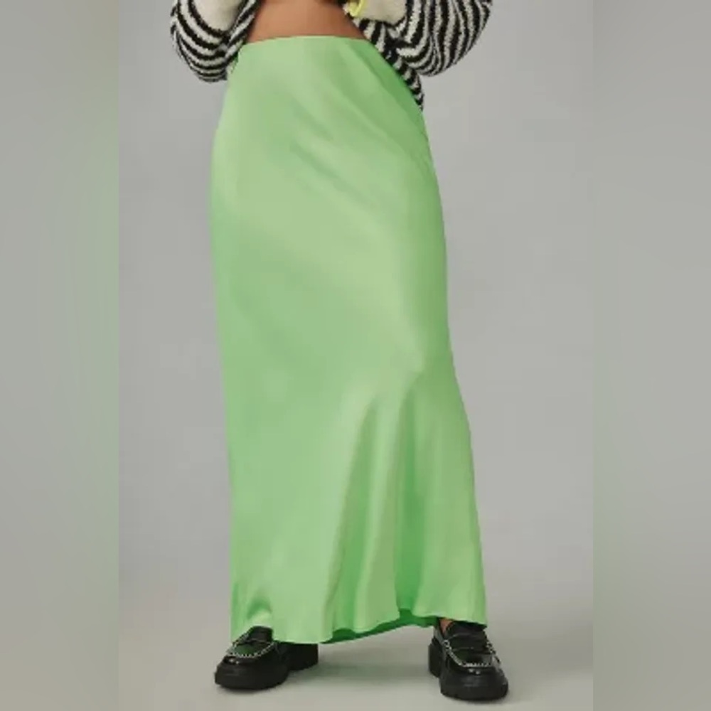 Anthropologie Tilda Maxi Slip Skirt in Mint